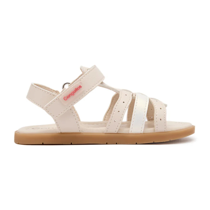 Sandalias Abiertas de Niña Brillantes Respetuosas Goflex en Beige
