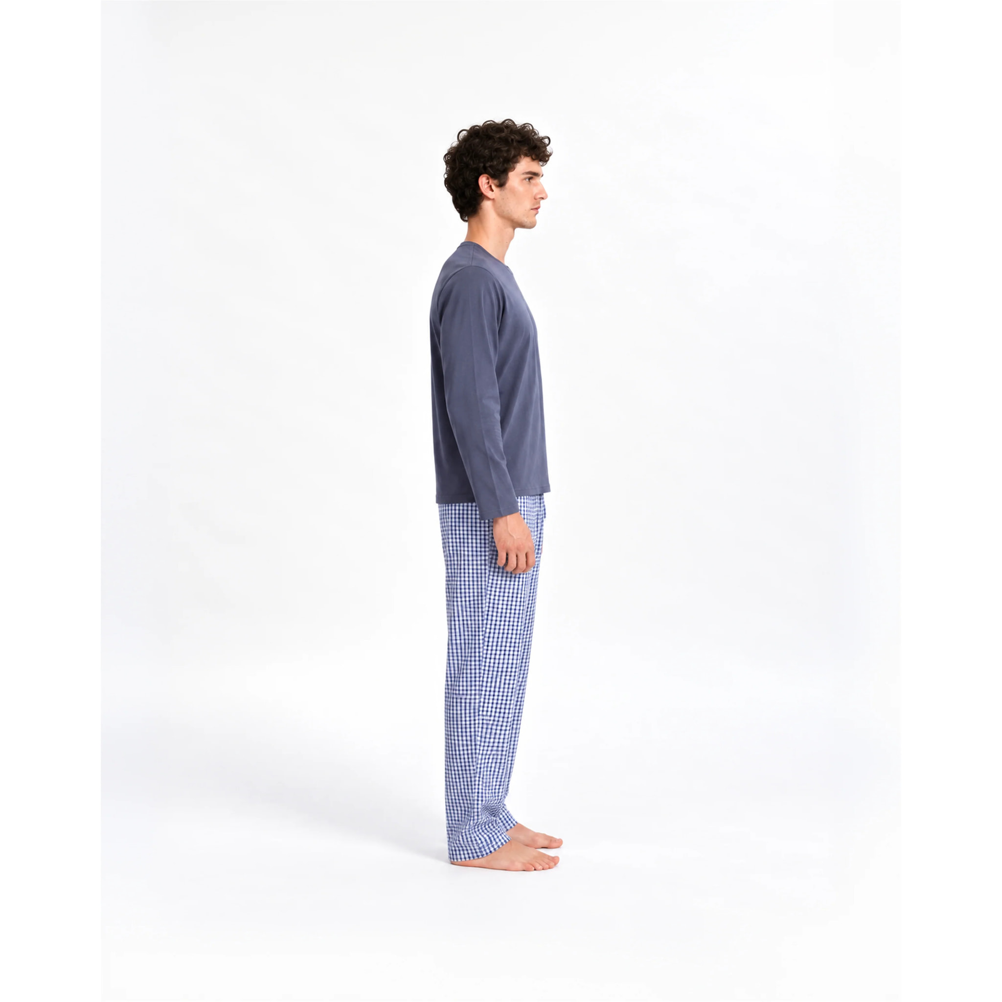 Pijama largo algodón cuadros saúl índigo