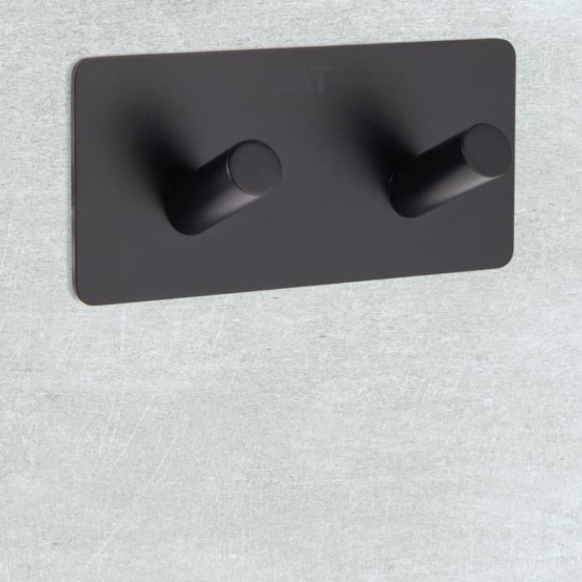 Patère murale adhésive double crochets en acier inoxydable, noir mat (HACEKNALEP2HMC)