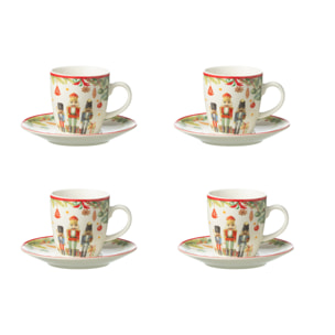 J-Line tasse + sous-tasse Casse-Noisette - céramique - blanc - boîte de 4