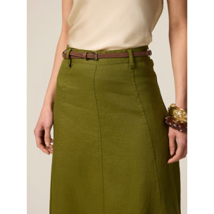 Oltre - Gonna svasata in lino - Verde