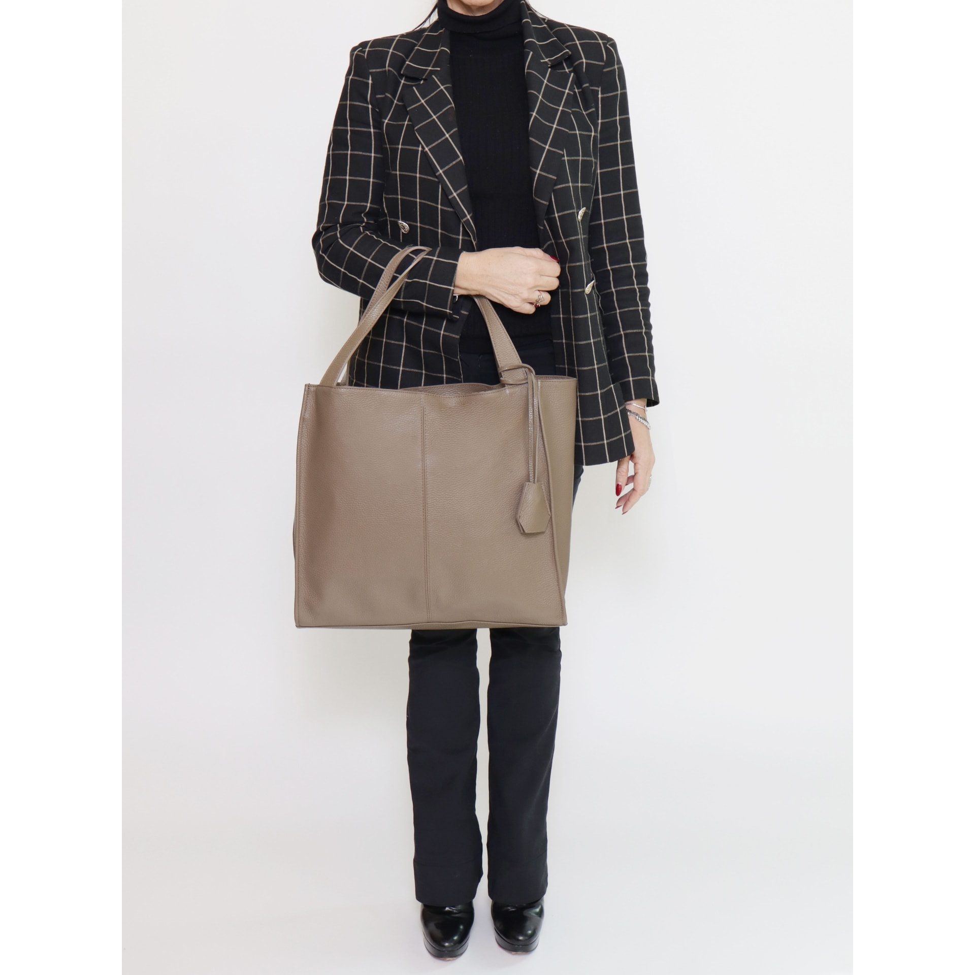 Borsa a spalla da donna - Modello Aelia - Vera pelle - 40.0 x 36.0 x 12.0 cm