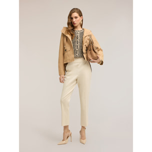 Motivi - Parka corto de mezcla de algodón con capucha - Beige