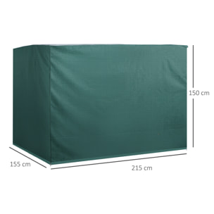 Outsunny Funda Balancín Jardín, Funda Columpio Jardín Exterior, Cubierta de Columpio con Cremallera, Impermeable, 215x155x150 cm, Verde