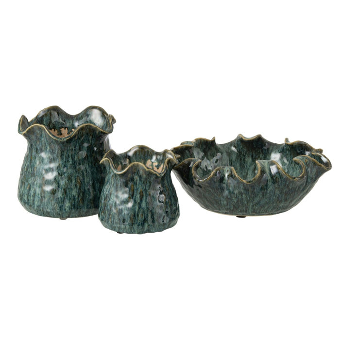 J-Line Cache-pot Ronny Irrégulier - céramique - bleu - large