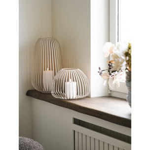 Lanterna Stoense alta in metallo beige a fasce ø24,5x40 cm