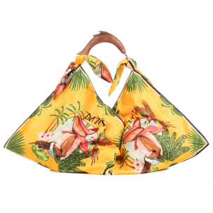 Berchidda Bolso de hombro Mujer. Fabricado en tejido suave, tintes naturales con asa de madera.