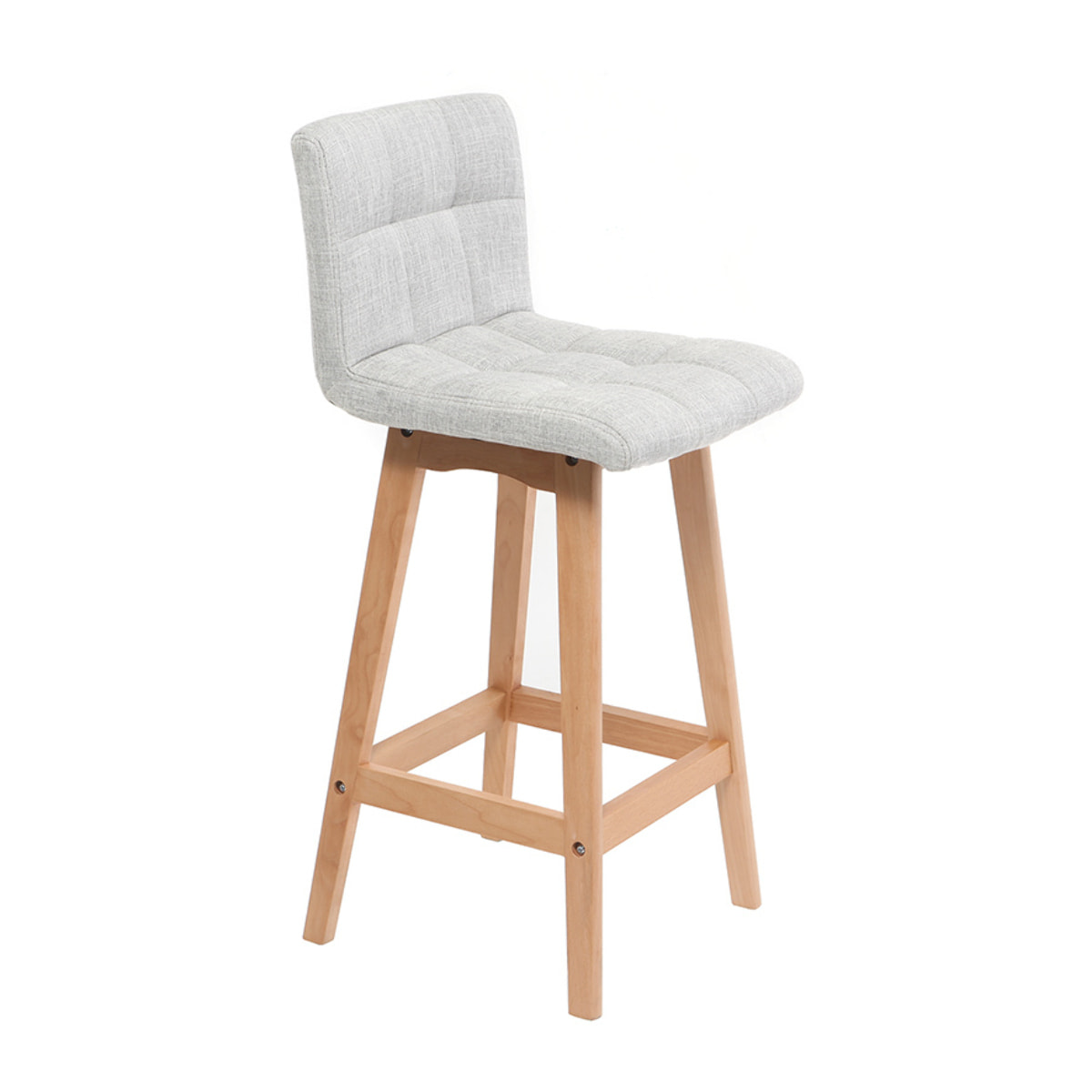 Tabourets de bar en tissu gris clair et bois H67.5 cm (lot de 2) KLARIS