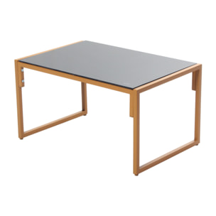 Salon de jardin 6 places contemporain marron et coussins beiges LANA