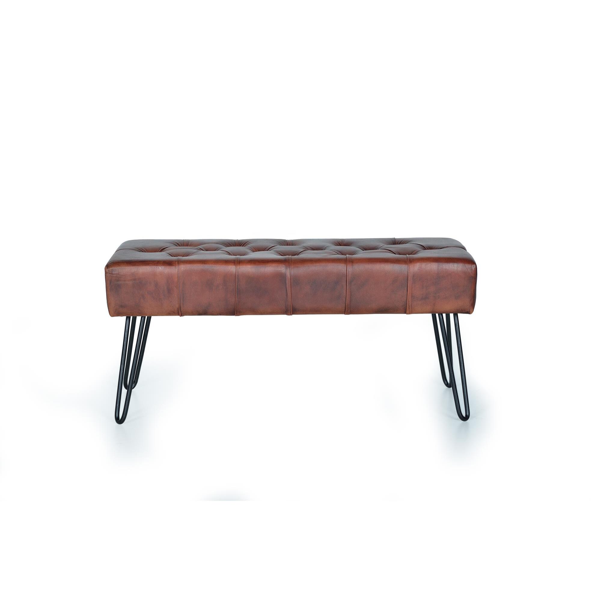 Banqueta - piel y patas de metal - 44x96x40cm