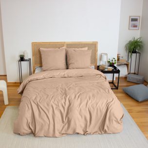 Parure housse de couette 3PCS en MICROFIBRE EFFET FLANELLE - GREGE