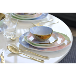 Lot de 6 ASSIETTE PLATE TRICOLORE-PARADISE