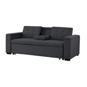 Canapé convertible 3 places en tissu gris foncé TILIA