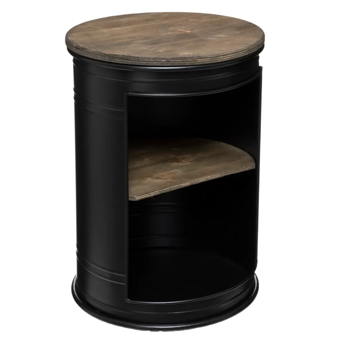 Table d'appoint "Diego" - noir - métal & bois D33 -5 cm