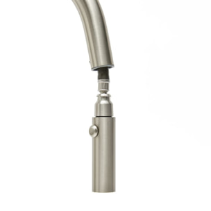 Mitigeur monocommande avec douchette extractible et bras pivotant, 2 jets, Aspect acier inox