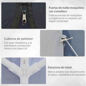 Carpa de Jardín 3x3 m con 4 Paredes Laterales Mosquitera con Cremallera Gris