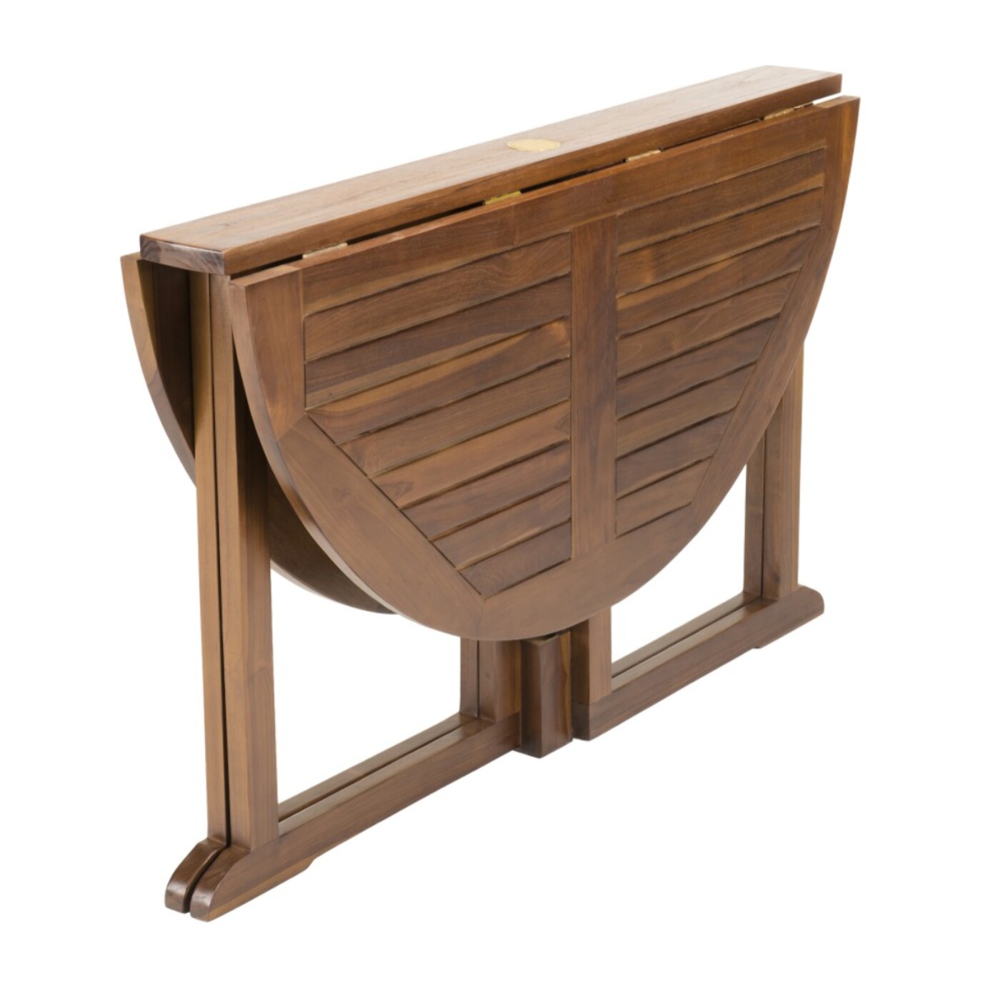MAEVA - Table de jardin 4/5 personnes - table ronde à rabats papillon en bois teck huilé