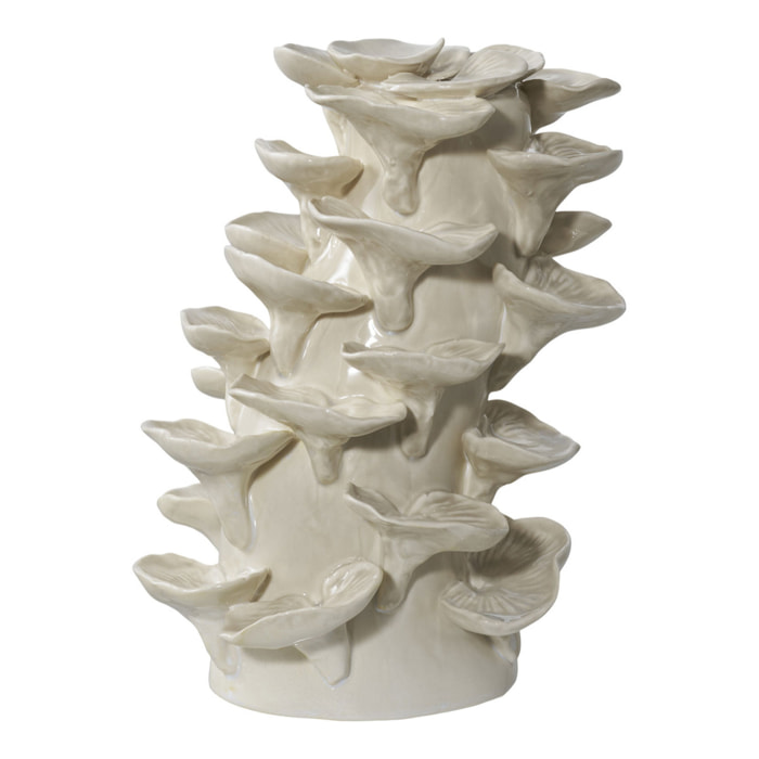 Scultura decorativa in gres beige a forma di funghi sovrapposti 18×15×24 cm