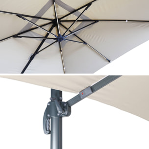 Parasol déporté solaire LED 3x3m Luce beige avec lumière intégrée + housse