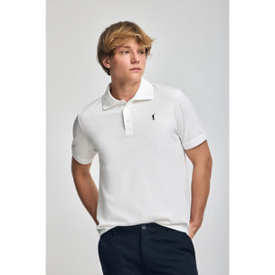 Polo blanco de manga corta y tres botones con logo bordado Rigby Go