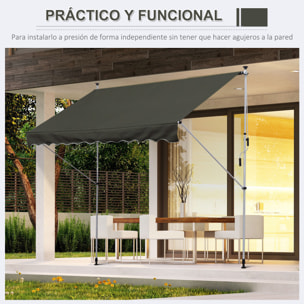 Toldo Portátil Balcón Plegable de Aluminio 3x1.5m Gris