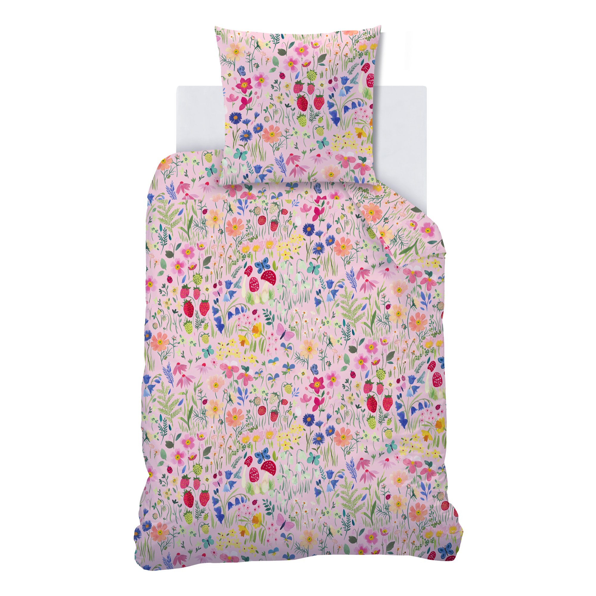 Parure de lit imprimée 100% coton, WEE BLUE BELL JARDIN SECRET