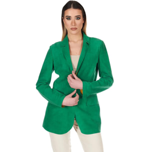 Giacca blazer in pelle scamosciata colore verde