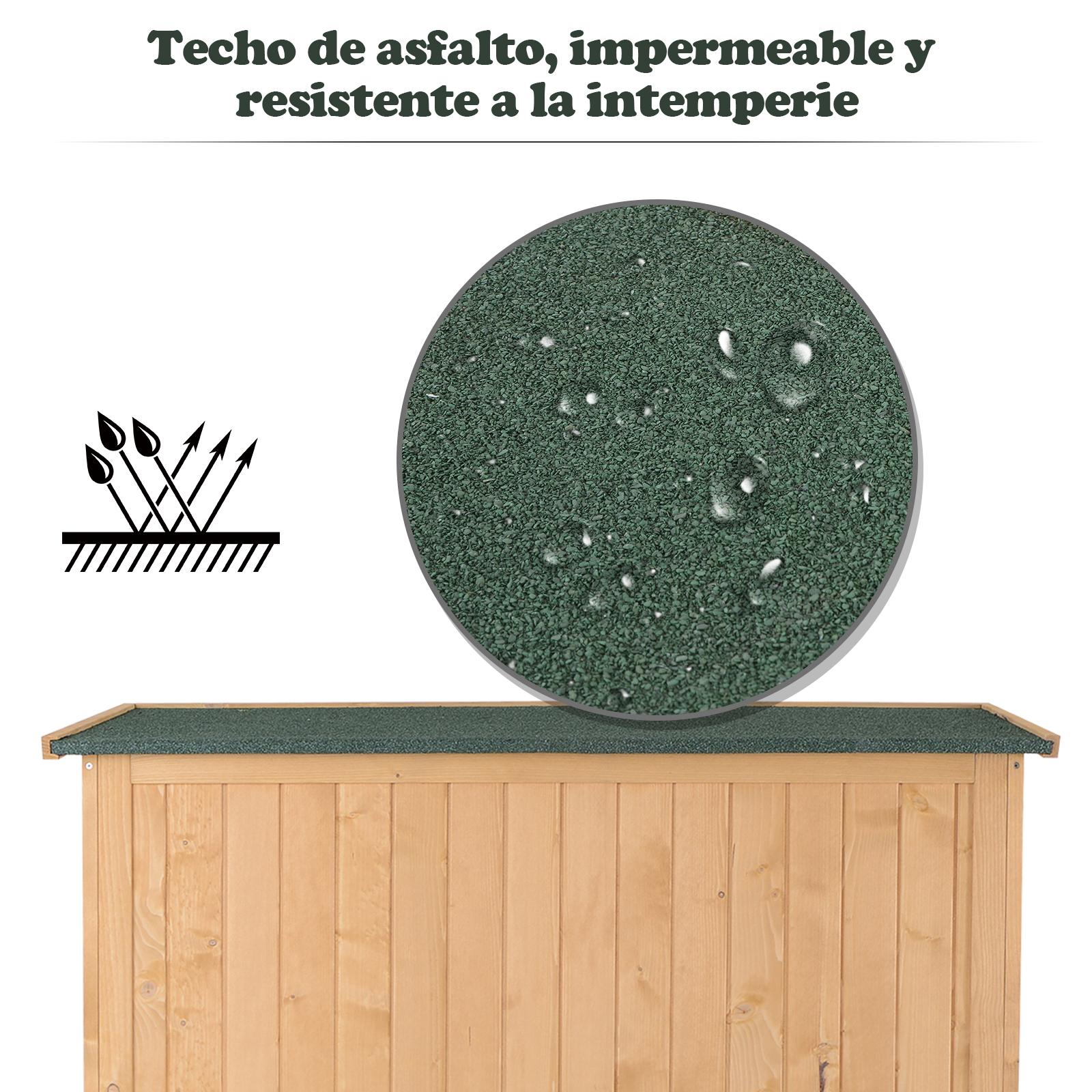 Cobertizo de Madera Caseta Exterior Armario Herramientas de Jardinería 2 Puertas