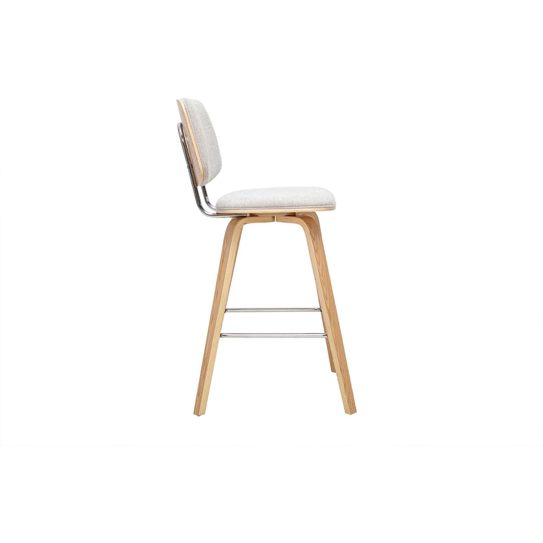Tabourets de bar en tissu effet velours texturé beige et bois clair H66 cm (lot de 2) SEGUR
