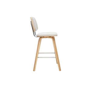 Tabourets de bar en tissu effet velours texturé beige et bois clair H66 cm (lot de 2) SEGUR