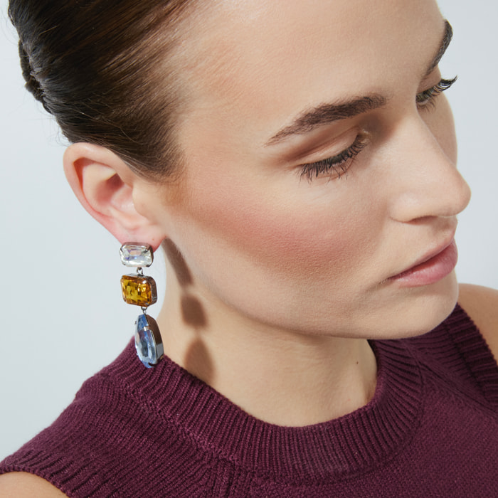 Pendientes de Cristal Azul acabados en oro amarillo de 18k
