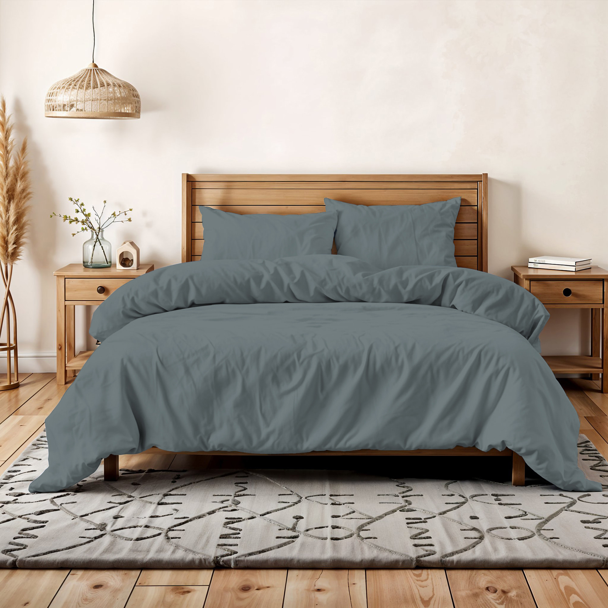 PARURE COPRIPIUMINO WATER WASHED, 100% Microfibra, No Stiro - GRIGIO CHIARO