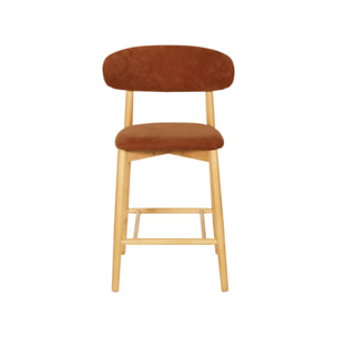 Tabouret de bar bois d'hévéa naturel et tissu chenille (lot de 2)  PAOLA