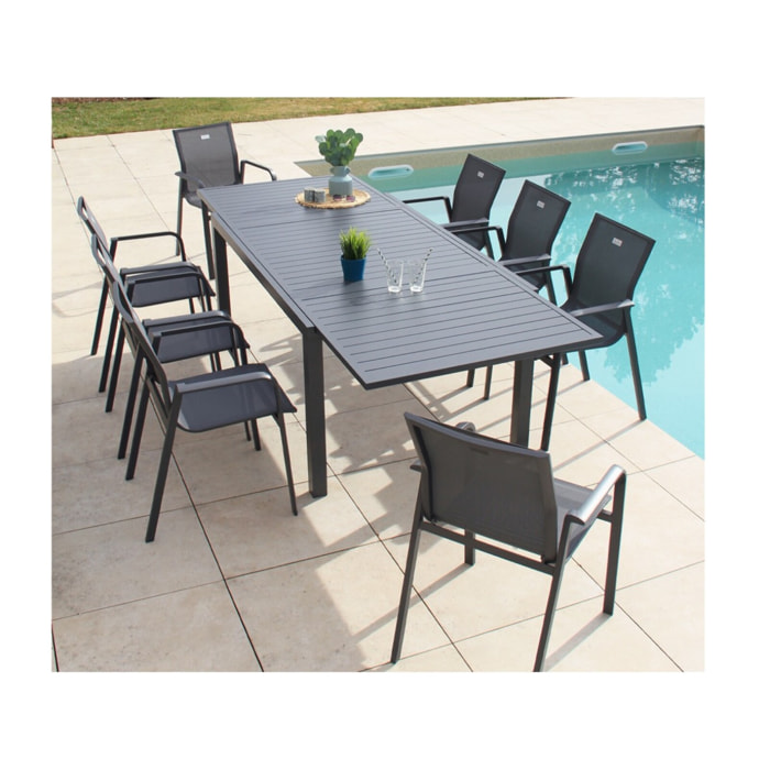 GUETHARY - Ensemble table et chaises de jardin  - Gris Anthracite