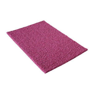 Tapis longs poils shaggy 80x150 rectangle tissé rose motif uni SIMPLE