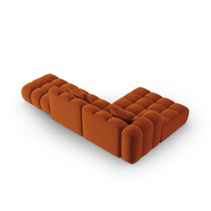 Canapé d'angle gauche modulable "Clotilde" 4 places en velours terracotta