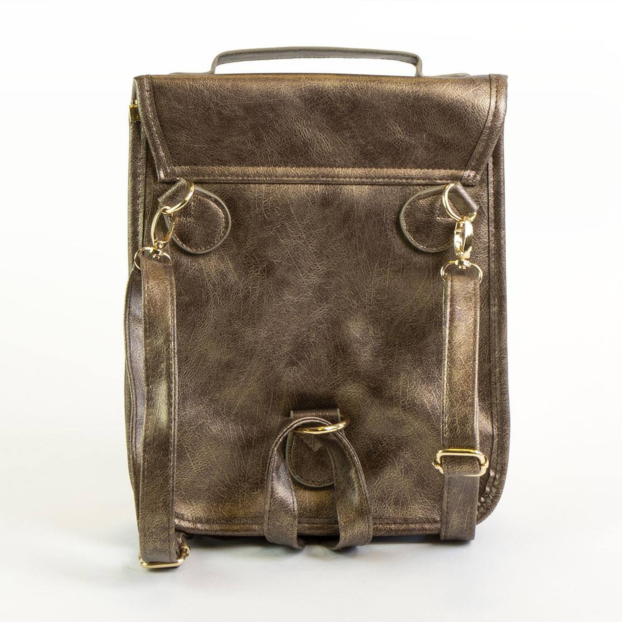 Mochila casual de harry potter - color marrón - 22.5x22.5x7.cm - fabricada en pu - diseño con solapa - estampado del escudo de hogwarts