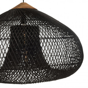 ALIDA - Suspension 'entonnoir' 80x80cm rotin couleur noire/teck