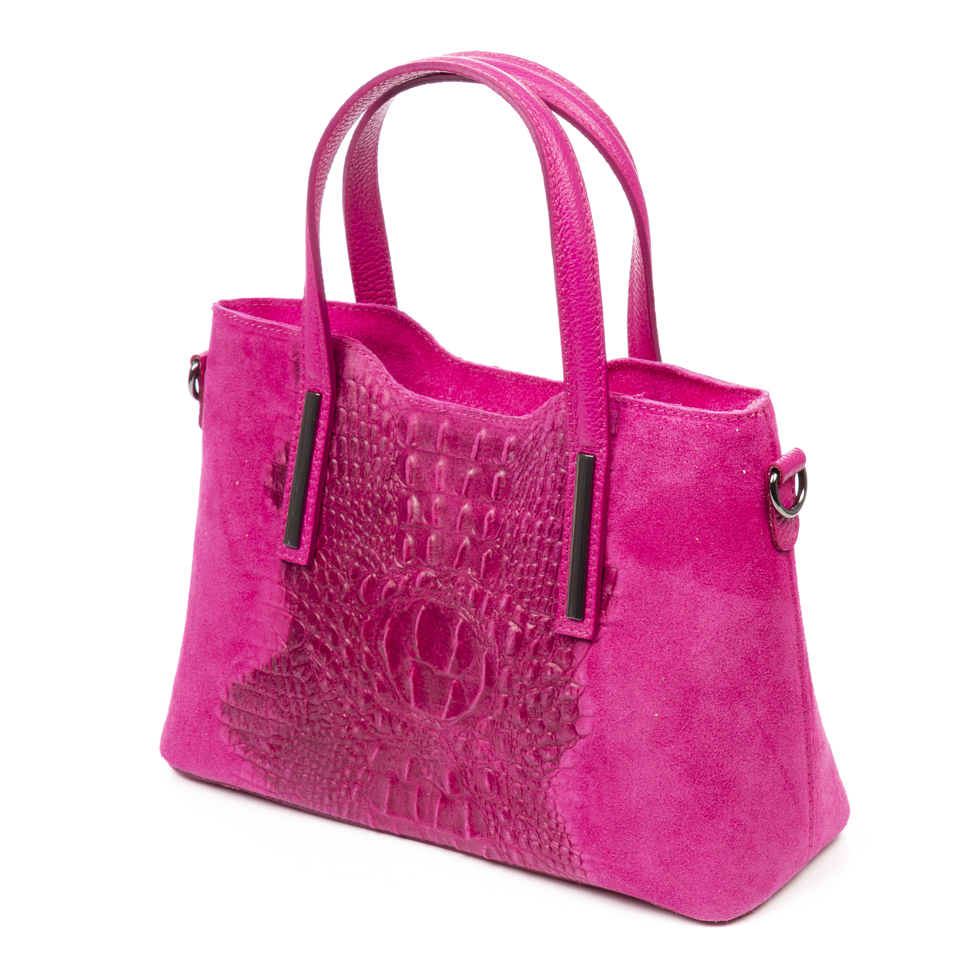 Fiesole borsa tote Donna. Pelle autentica Camoscio Inciso Coccodrillo.