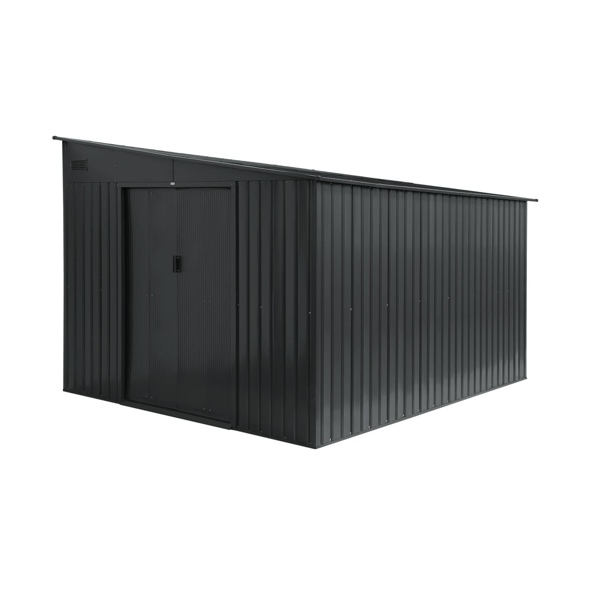 Abri de jardin acier 8.96m² avec kit d'ancrage anthracite L 277.5 x l 322 x H 203 cm - Ornay