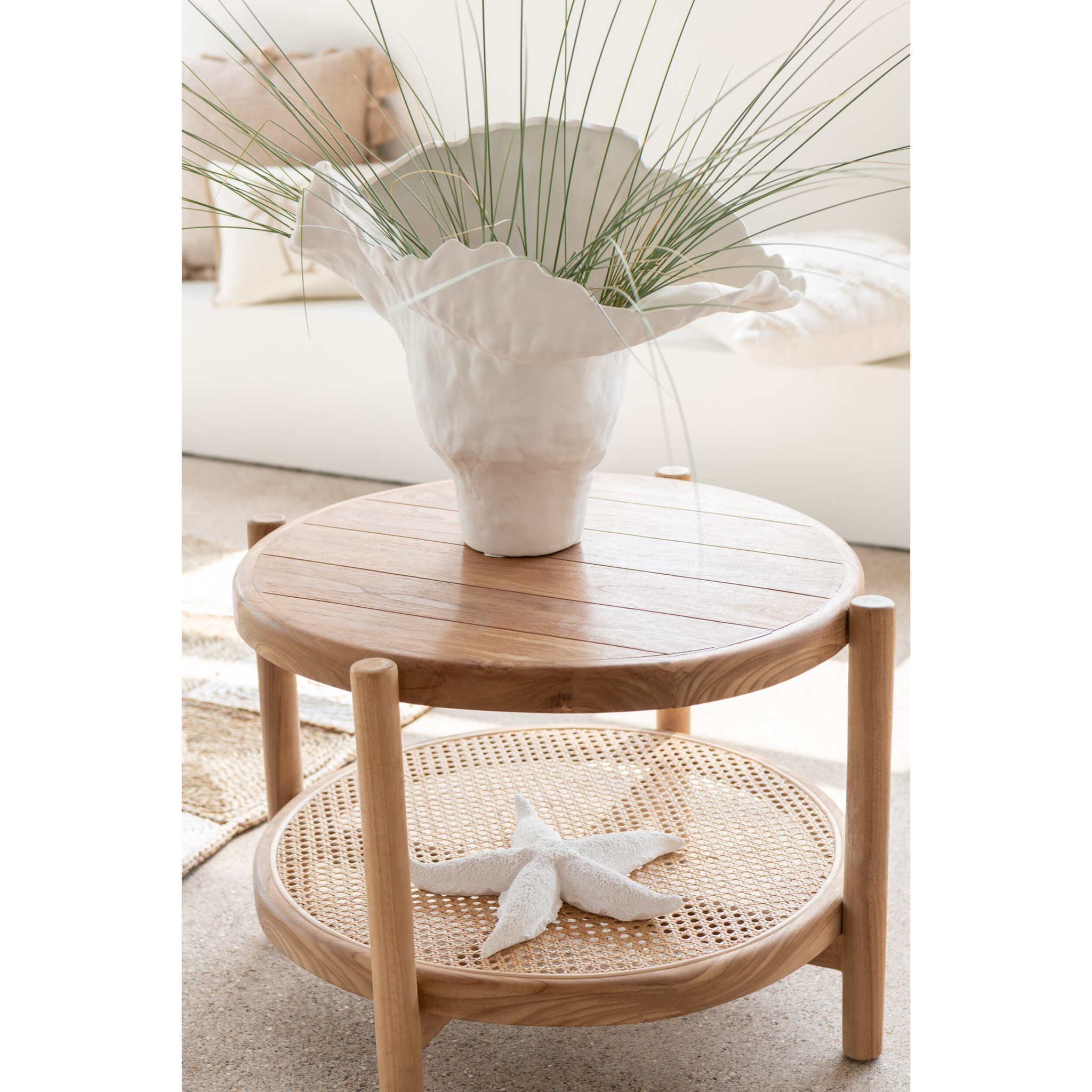 J-Line Vase Corolla Large Ceramique Blanc