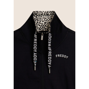 Tuta con zip e collo alto con interno animalier