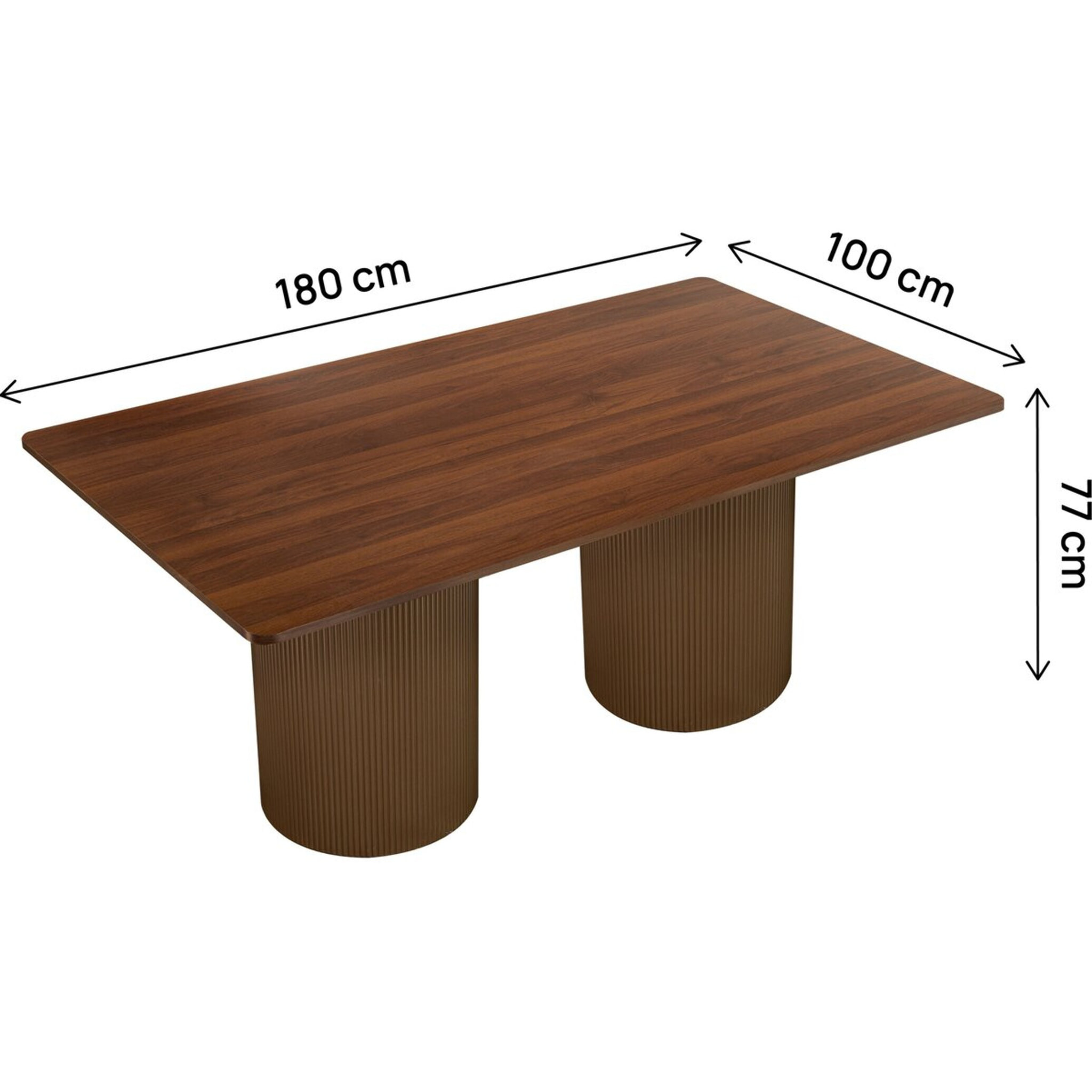 Table à manger ovale en bois "Zénith" - 180 cm - 8 places - Marron