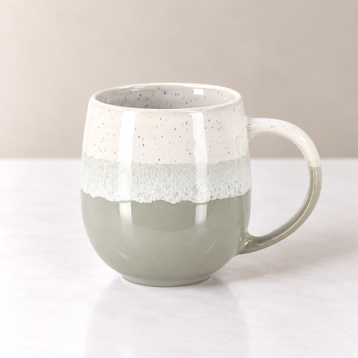 Lot de 6 mugs vert amande en grès 44cl RIGA