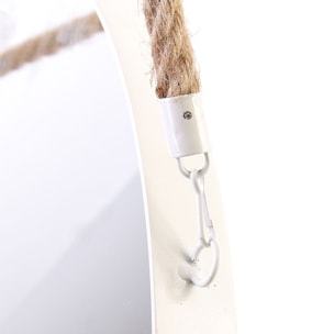Miroir Rond Blanc Anse Jonc 50cm