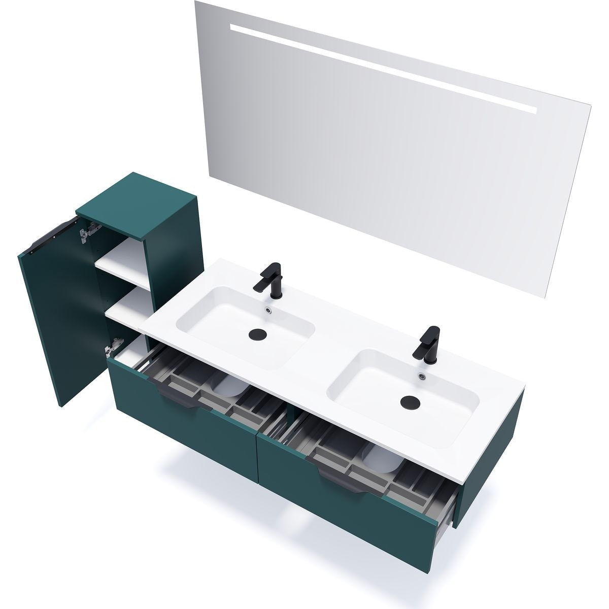 Meuble salle de bain double vasque 2 tiroirs - SOHO