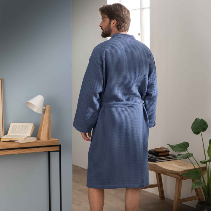 NE PAS UTILISER - Peignoir homme col kimono en coton bio, ESPRIT NID D'ABEILLE BIO