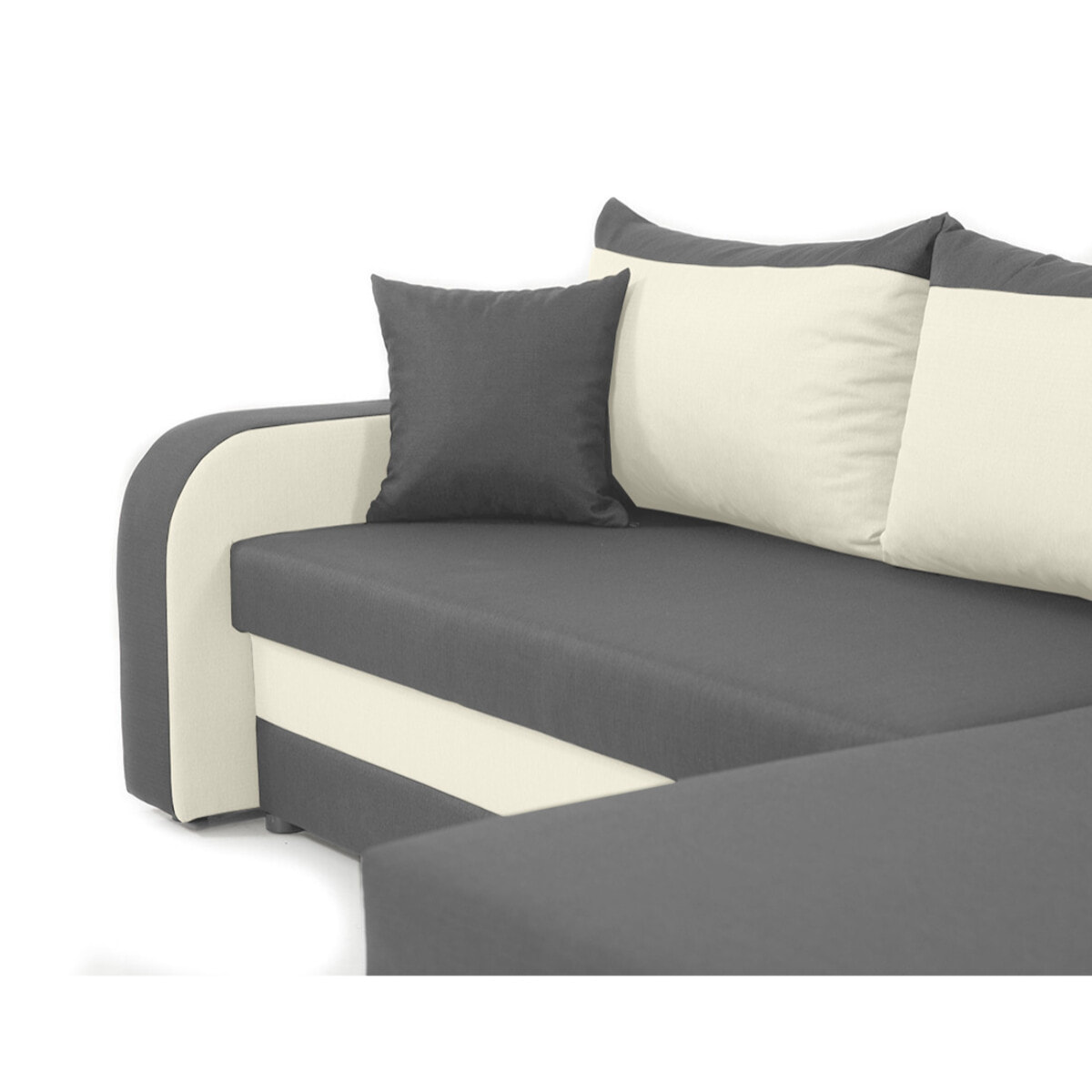 Valos - canapé d'angle réversible - 4 places - convertible avec coffre - en velours - Gris / Blanc