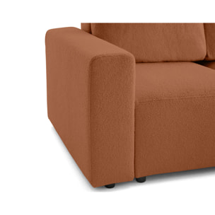 Livy - canapé d'angle réversible 4 places convertible avec coffre en tissu bouclette - Terracotta