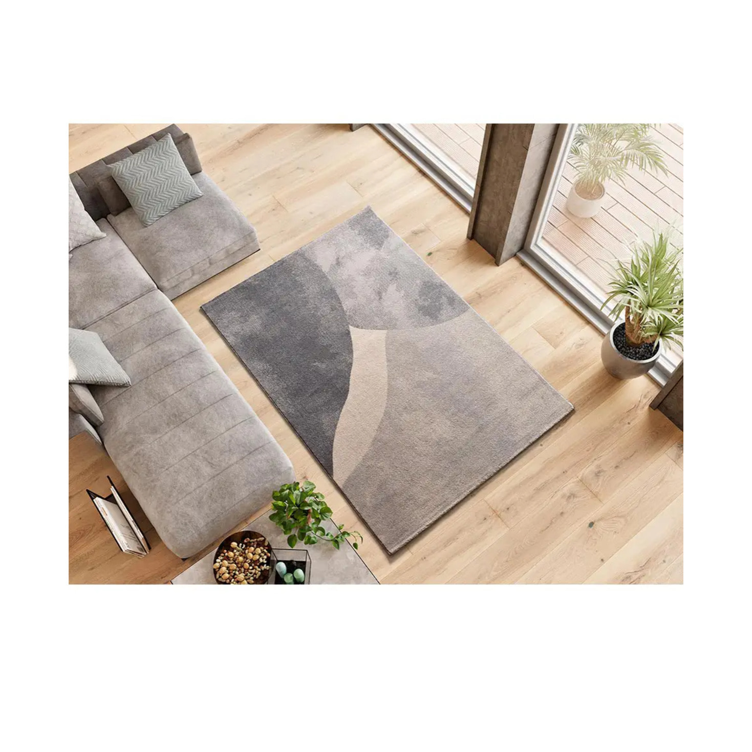 MONIC Alfombra con formas orgánicas en gris, varias medidas disponibles.